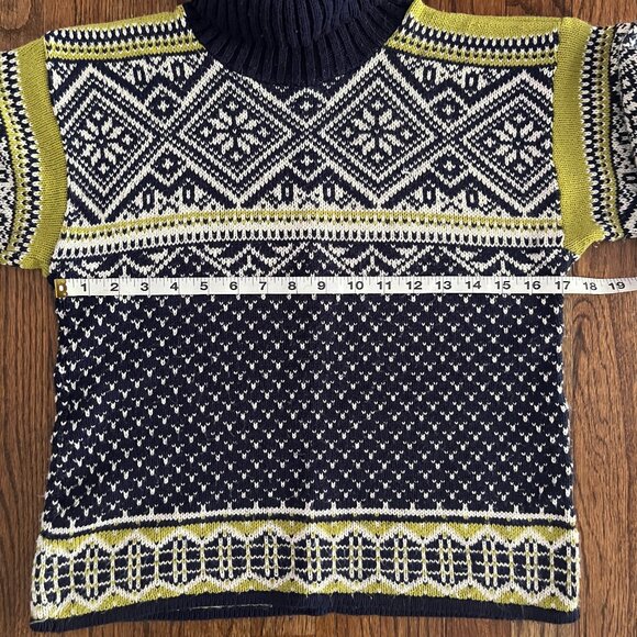 It's Our Time Women's Blue Turtleneck Patterned Long Sleeve Sweater Size M - Picture 5 of 6